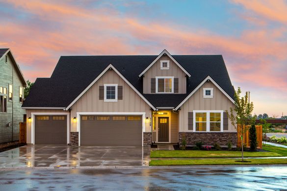Beautiful home with a residential garage door