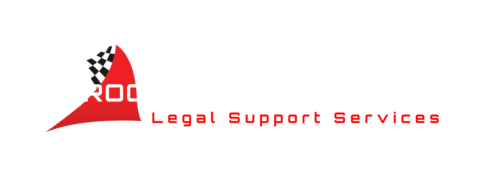 A red and white logo for legal support services