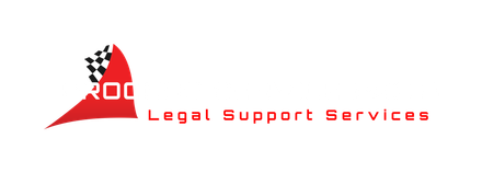 A red and white logo for legal support services