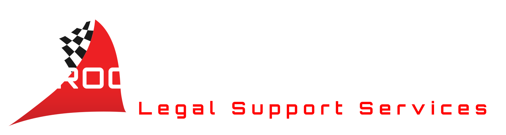 A red and white logo for legal support services