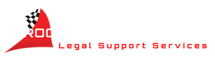 A red and white logo for legal support services