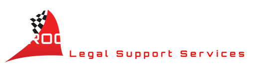 A red and white logo for legal support services