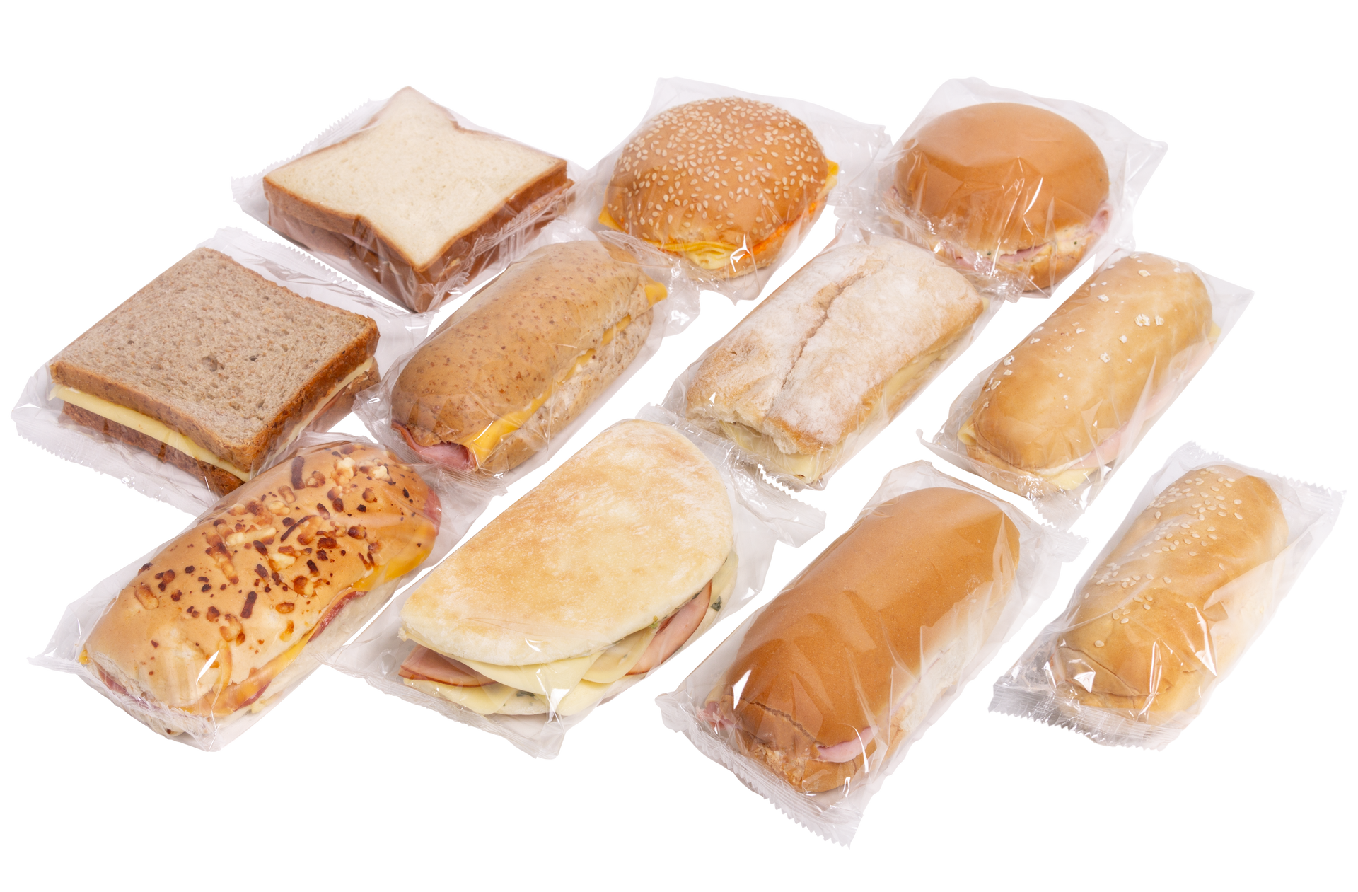 Two sandwiches are sitting on a glass plate on a table.