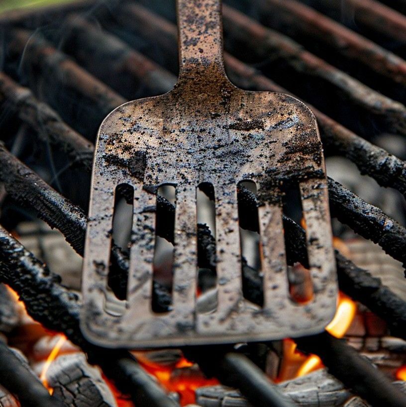 A spatula is sitting on top of a grill