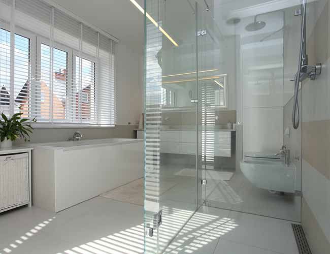 enclosed shower with glass walls