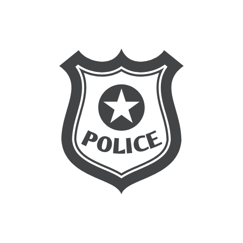 A police badge with a star and the word police on it.
