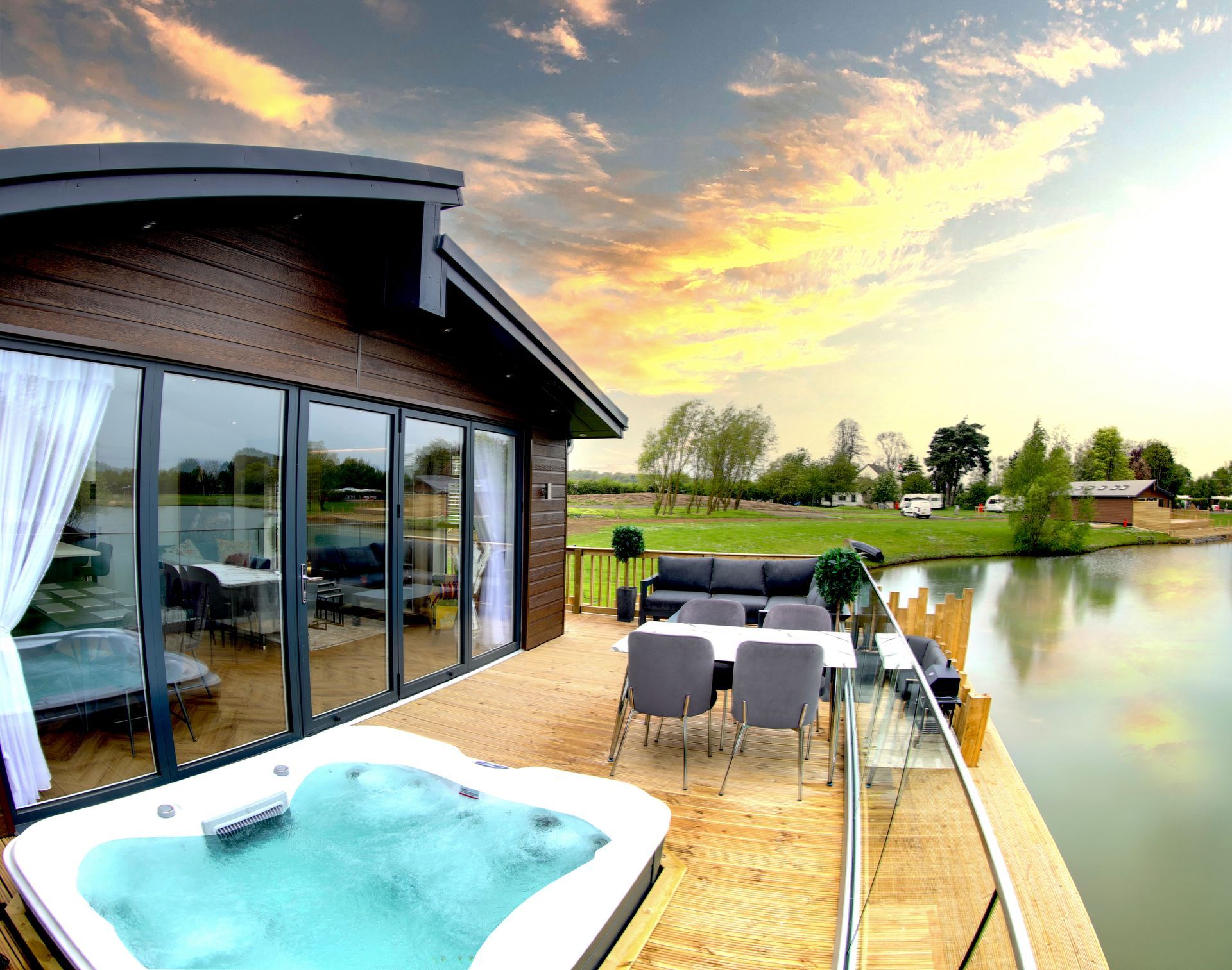 3 bedroom lodge bedroom with accessible en-suite wet room