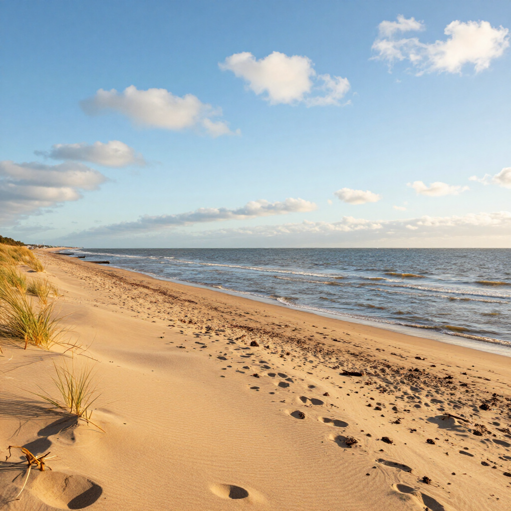 Lincolnshire coast with open skies and sandy shoreline