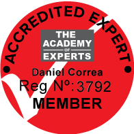 Red and white circular badge for 