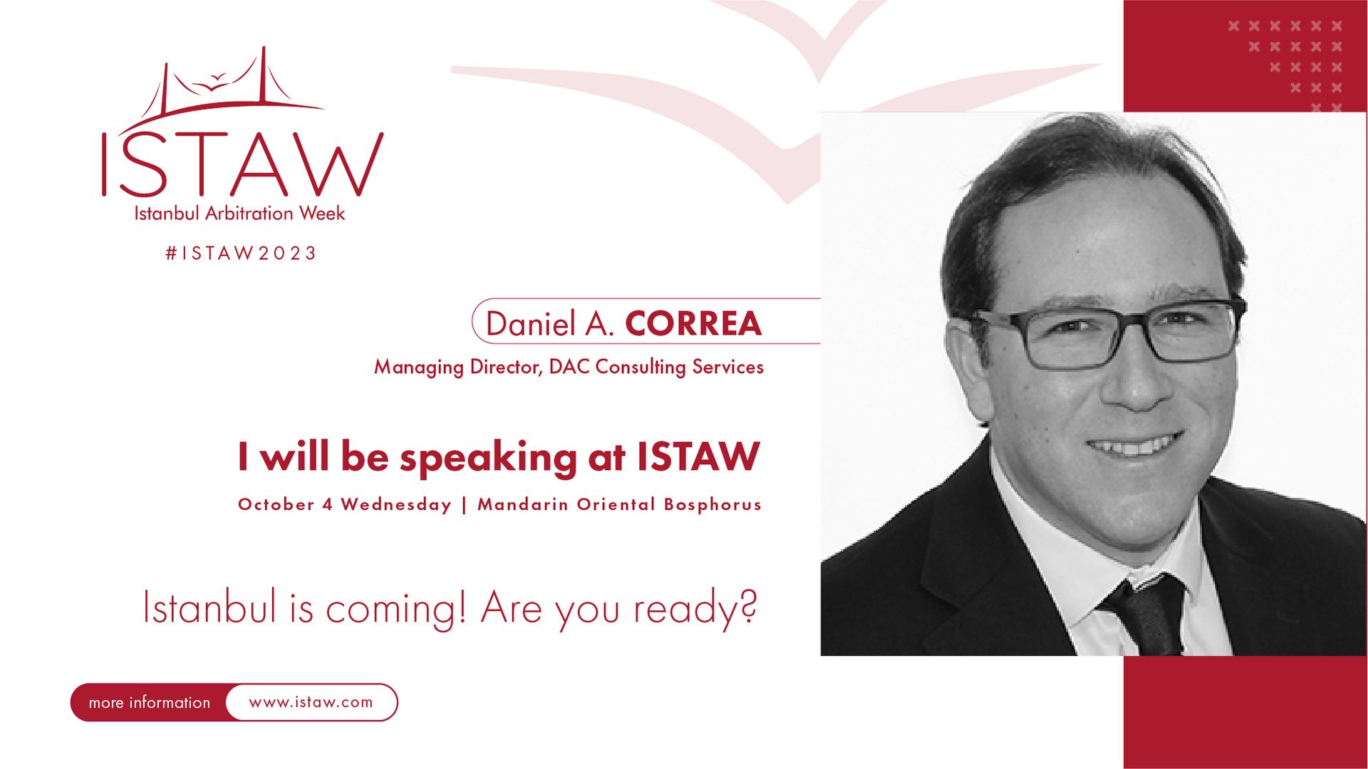 Daniel A. Correa speaking at ISTAW. Text reads