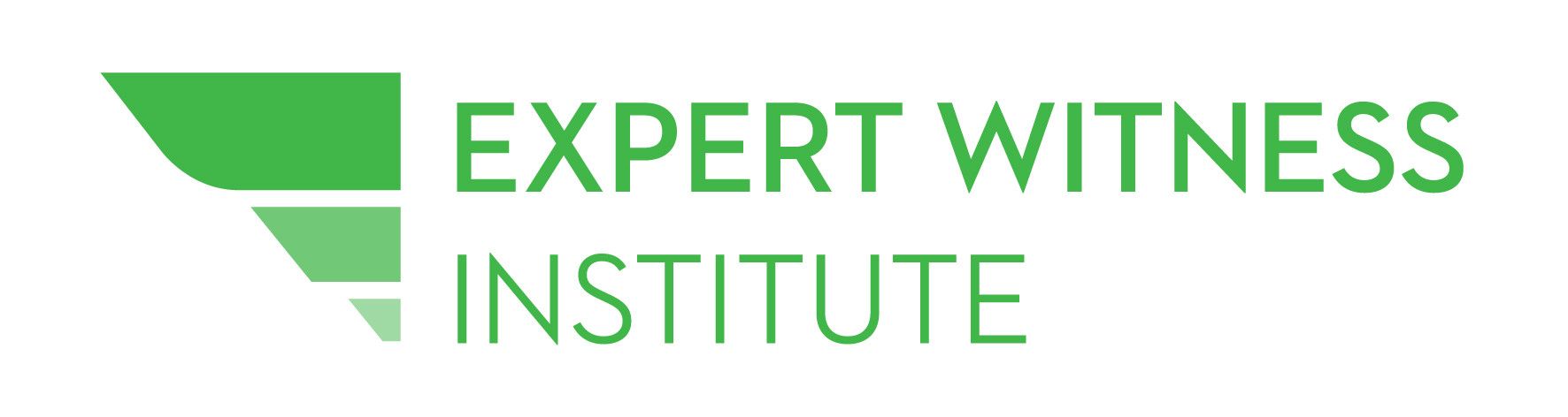 Expert Witness Institute logo with a green abstract shape and text.