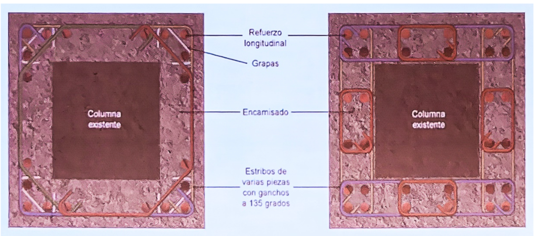 Diagram of two concrete foundations, labeled with structural components and text.