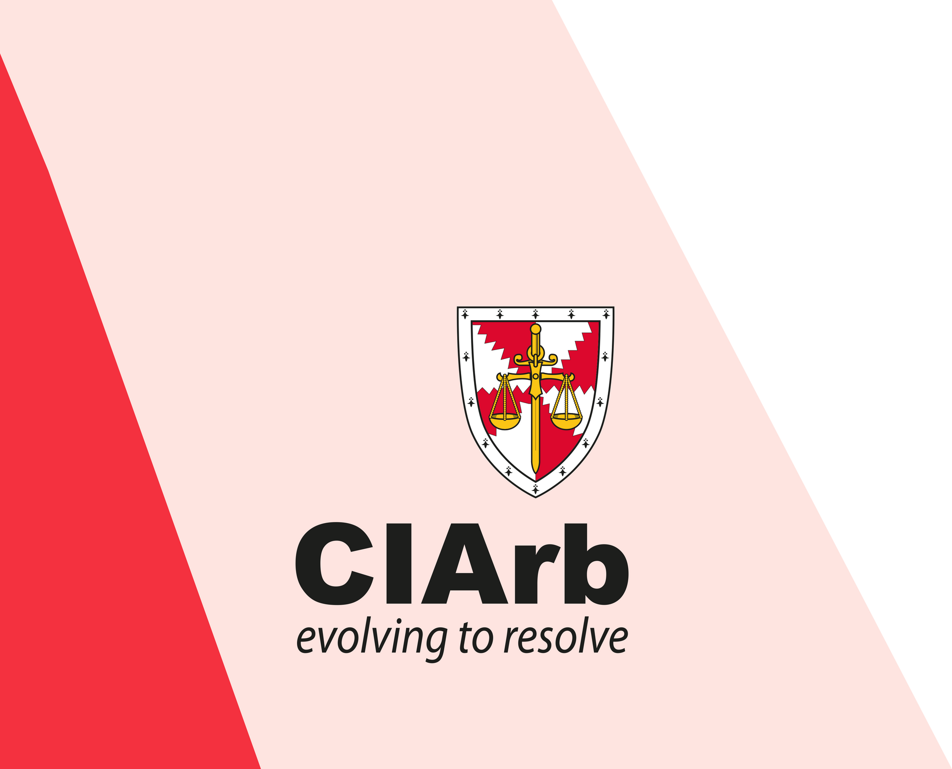 CIArb logo, shield with scales of justice and gavel, 