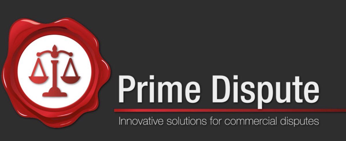 Logo of Prime Dispute with a scales icon inside a red wax seal. Gray background.