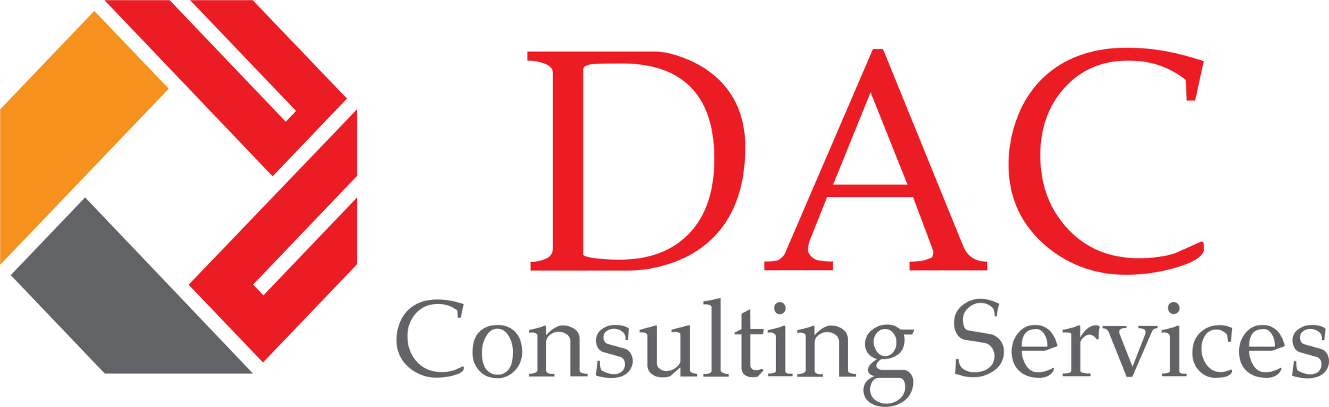 Logo of DAC Consulting Services with a geometric design and red text.