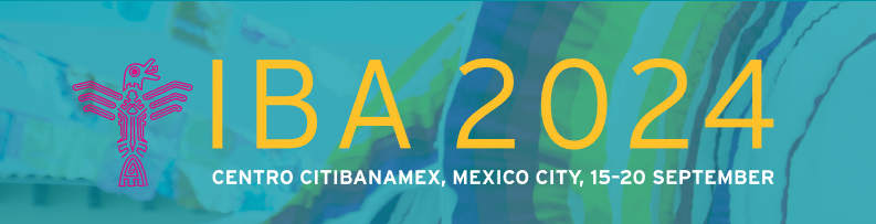 IBA 2024 conference logo, Centro Citibanamex, Mexico City, September 15-20. Includes a pink icon.