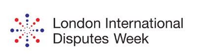 Logo for London International Disputes Week: an asterisk design with red and blue dots, and text.