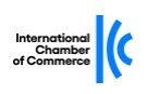 Logo of the International Chamber of Commerce: text to the left, blue lines and arcs on the right.
