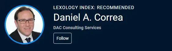 Daniel A. Correa, glasses, tie, suit.