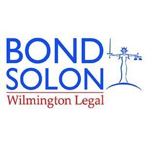 Bond Solon law firm logo. Blue text on white background with a Scales of Justice icon.