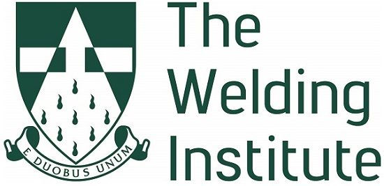 Logo for The Welding Institute: a shield with a triangular shape, dark green with white text.