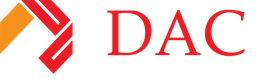 Logo with red and orange abstract shape and the word 