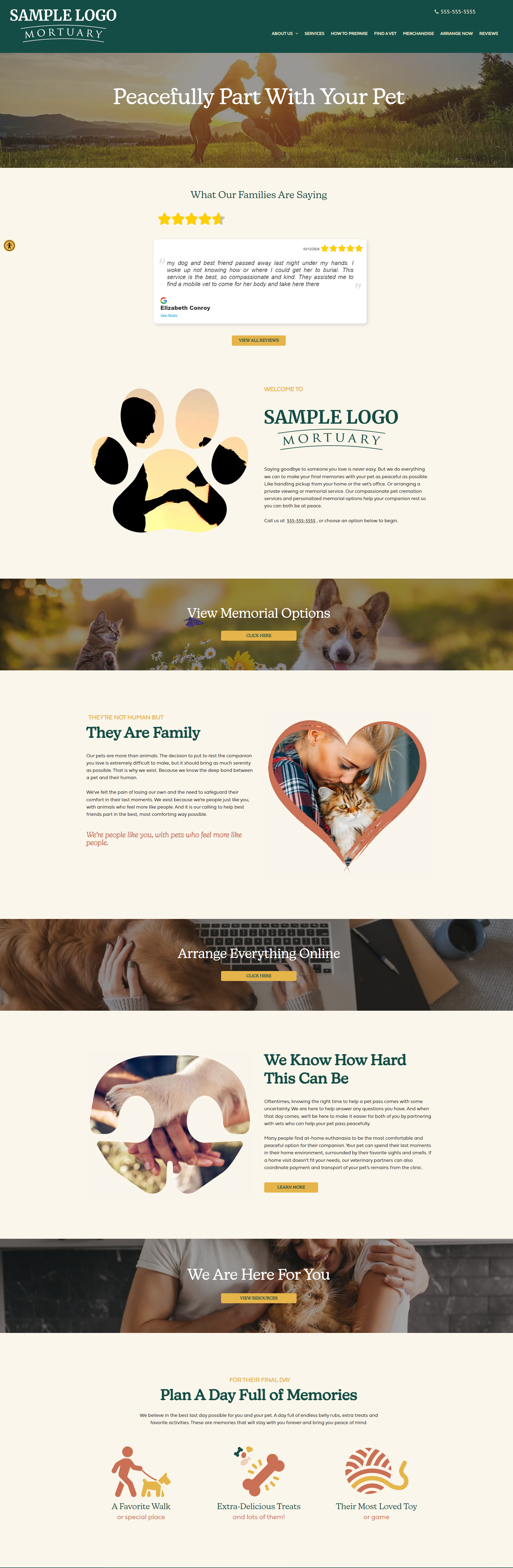 Website promoting animal adoption, with photos of dogs and paw prints.