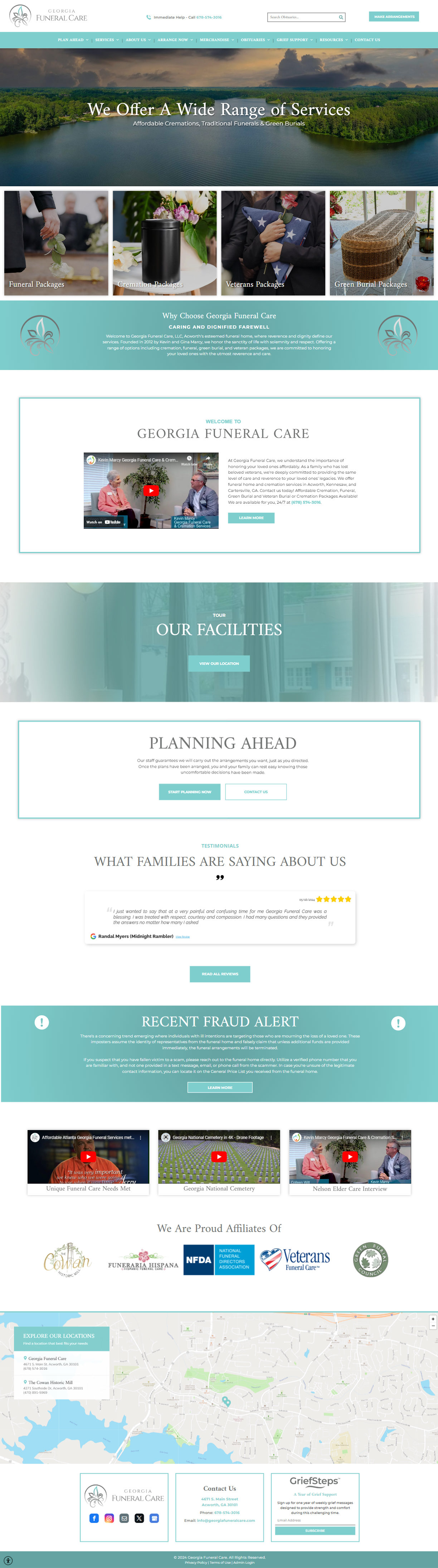 Website with various sections showcasing content and information.