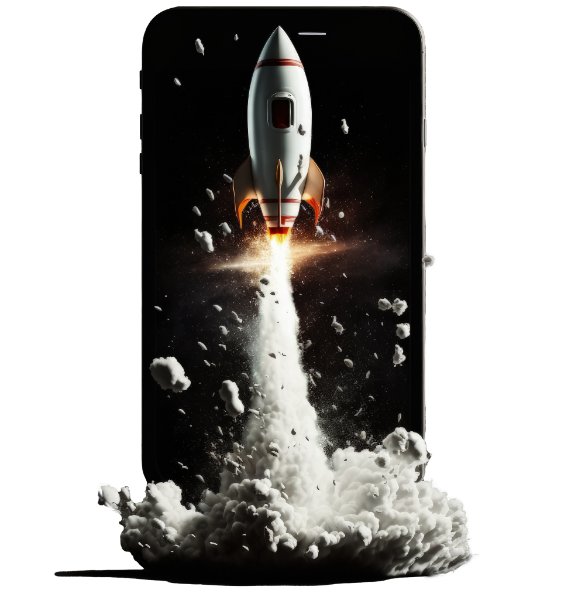 Empowering small businesses with rocket out of cellphone image by Miguel from Branding Phoenix, Orlando, FL 407-807-6080
