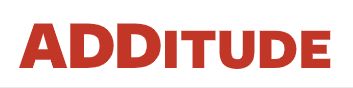 The word additude is written in red on a white background