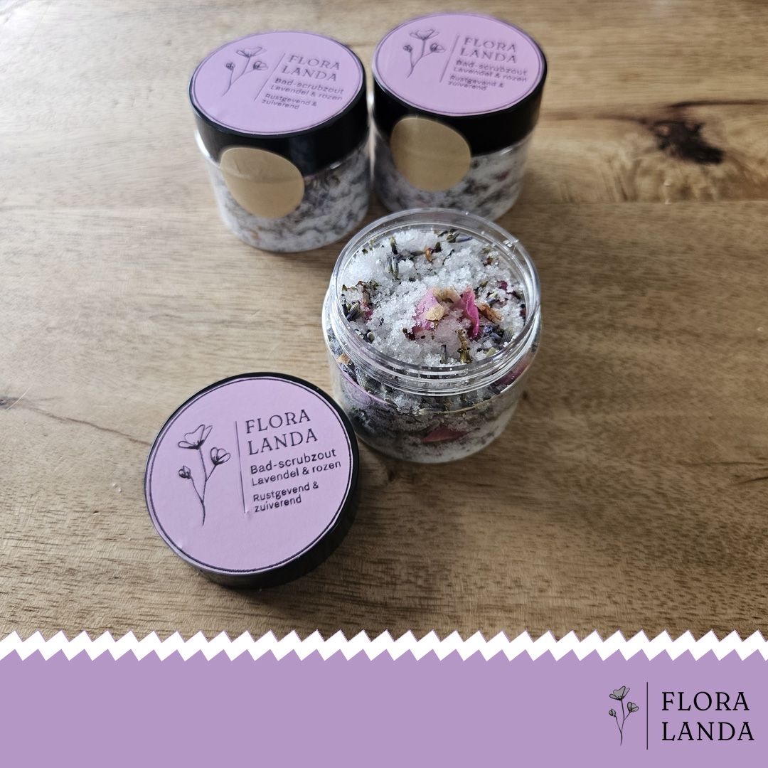 ontspannende badzout - voetenbad van floralanda met lavendel en roos
