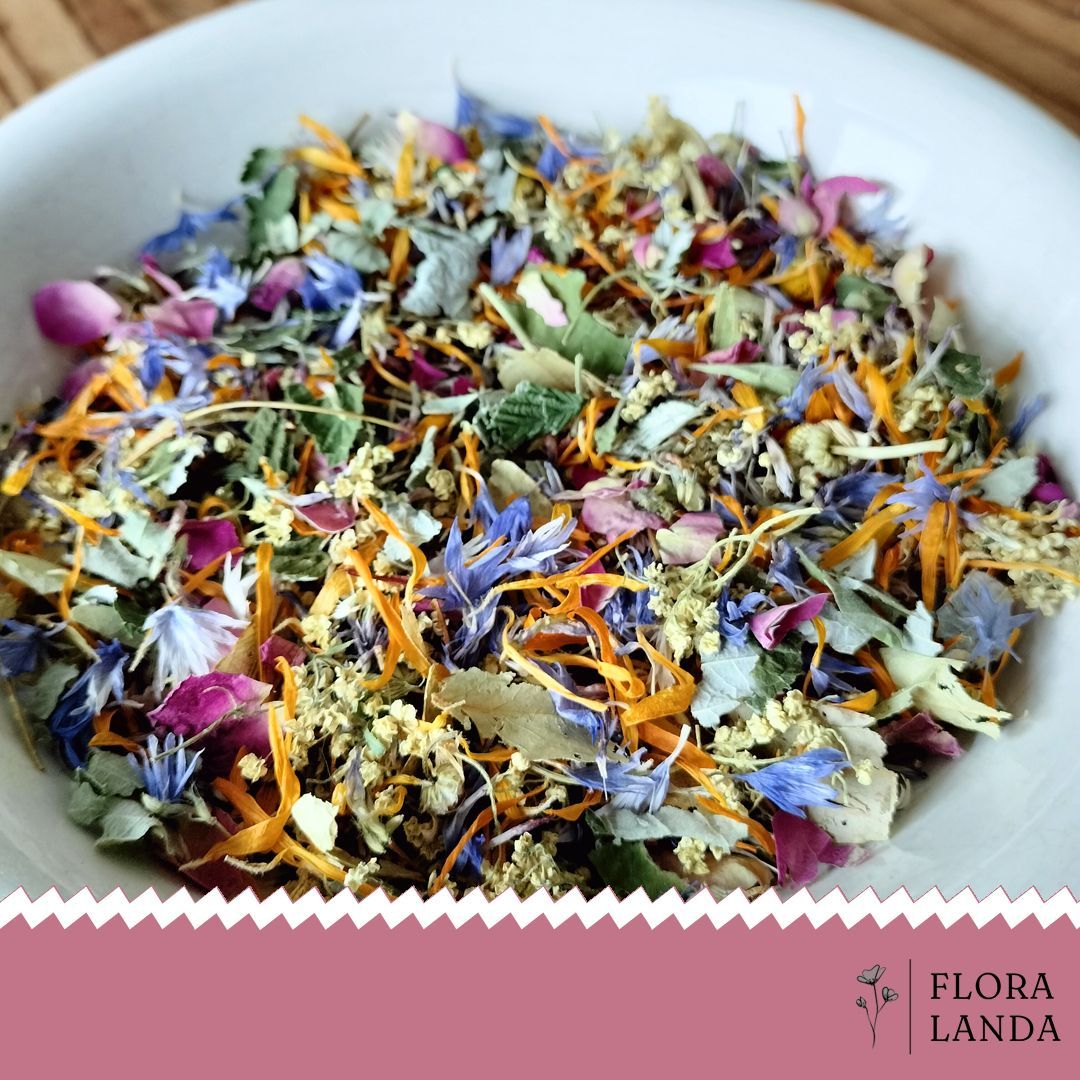 natuurlijke tisane - thee van floralanda met bloemen uit eigen tuin