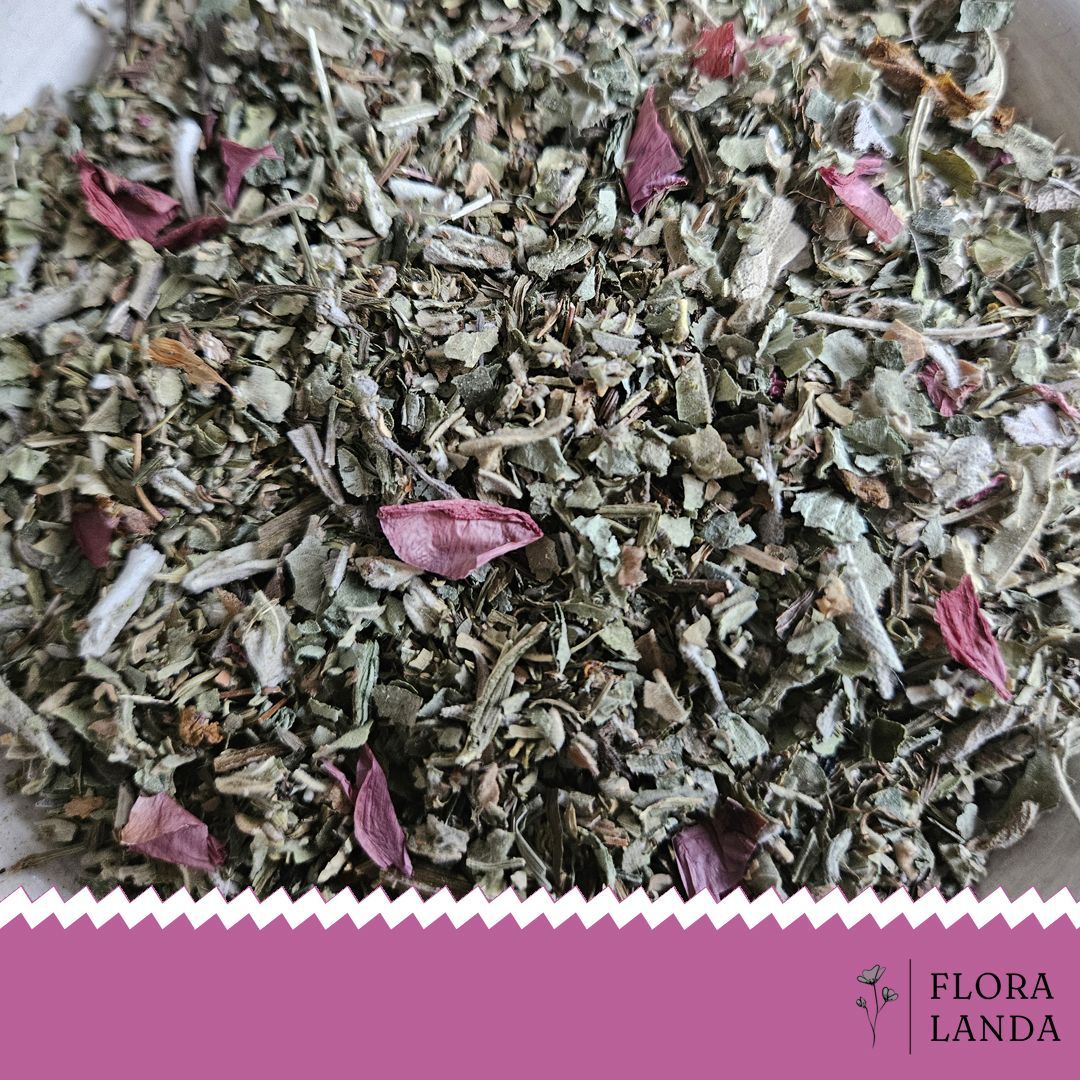 natuurlijke tisane - thee van floralanda met bloemen uit eigen tuin voor vrije luchtwegen, bij verkoudheid