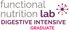 Logo for Functional Nutrition Lab Digestive Intensive Graduate with a purple, orange, and gray circular icon.