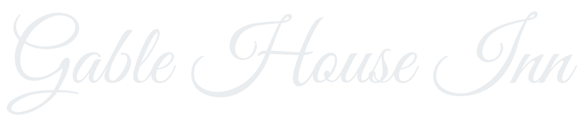 Faint white cursive “Gable House Inn” logo on a light background