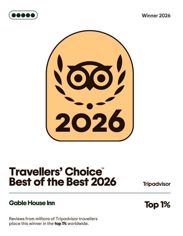 Tripadvisor Travellers’ Choice Best of the Best 2026 badge for Gablo House Inn, Top 1%