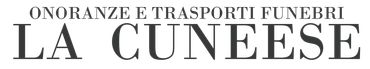 Logo: "ONORANZE E TRASPORTI FUNEBRI" above "LA CUNEESE", in a serif font.