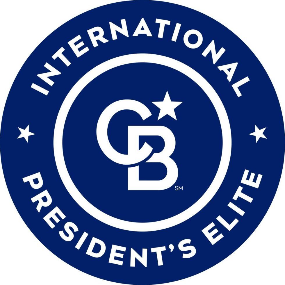 Blue and white Coldwell Banker President's Elite badge with the CB logo and stars. Blue and white Coldwell Banker President's Elite badge with the CB logo and stars.