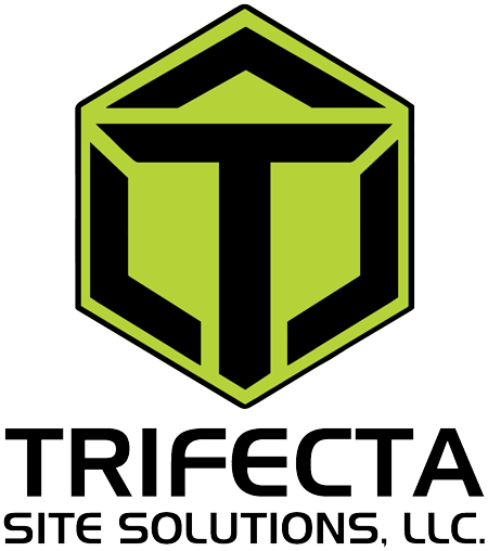 Trifecta Site Solutions, LLC logo with black and lime-green geometric emblem and text
