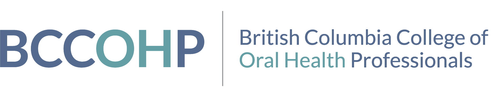 BC College of Oral Health Professionals logo in blue and gray on a white background