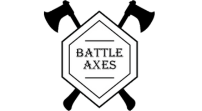 Logo: crossed axes behind a geometric shape with the words