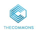 Blue geometric logo for