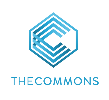Blue geometric logo for