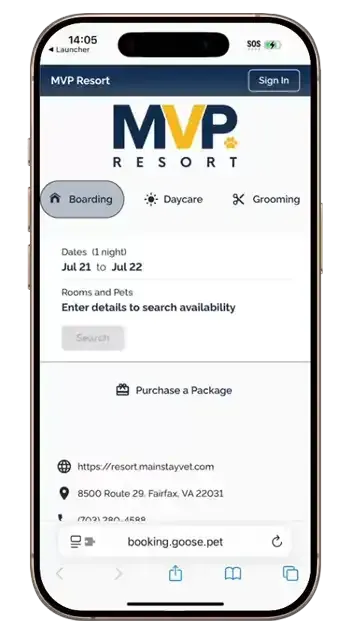 Mobile Safari showing MVP Resort booking page with date and a “Record Data for Schedule Availability” button