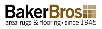 The logo for baker bros area rugs and flooring since 1945