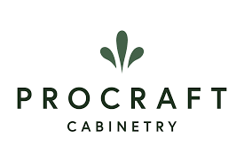 The logo for procraft cabinetry has a plant on it.