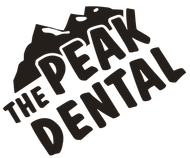 A black and white logo for the peak dental