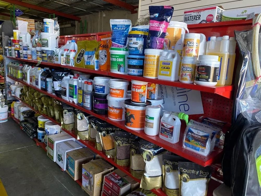 Shelves Stocked With Various Animal Health Products — North Coast Stock Feeds in Ballina, NSW