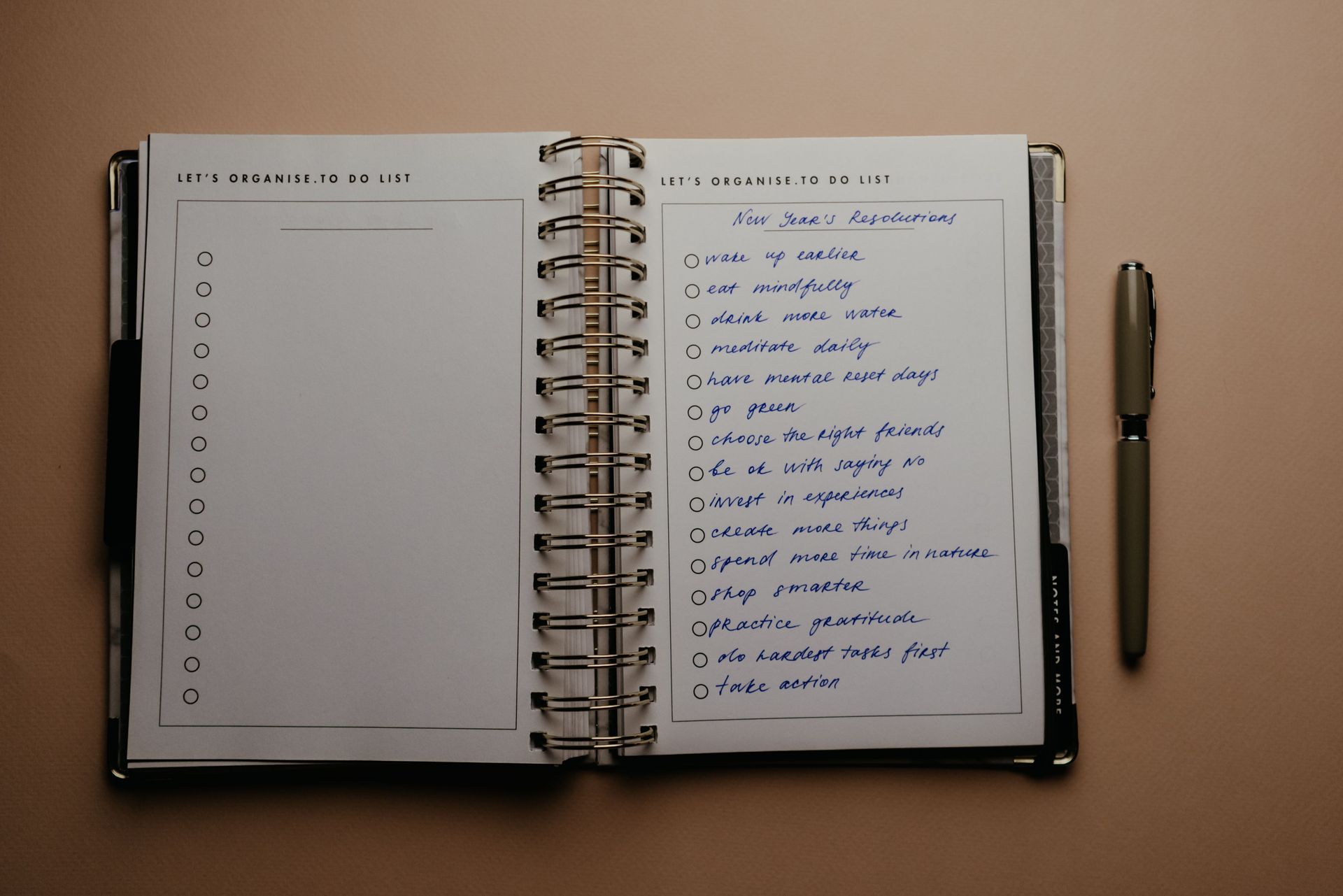 Open journal with handwritten notes