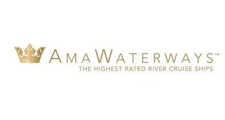 AmaWaterways logo with gold crown and tagline “The Highest Rated River Cruise Ships”